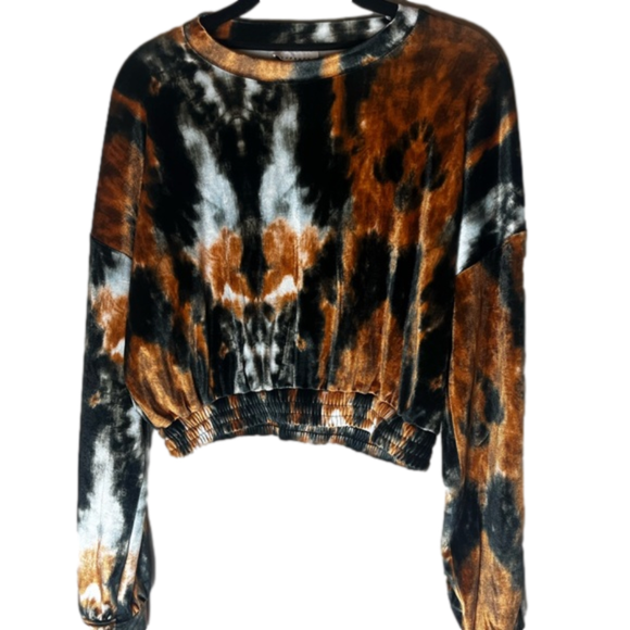 NWT Topshop Tie Dye Velour Crop Shirt Size 6 - Picture 3 of 12
